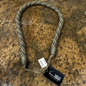 Vatican Home Set Of 2 Decorative Rope‎ Curtain Drape Tie Back Green Gold NWT